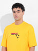 Men's Yellow Boxy Oversized Graphic Back Printed Round Neck T-shirt