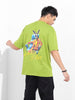 Men's Green Oversized Graphic Back Printed Round Neck T-shirt