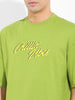 Men's Green Oversized Graphic Back Printed Round Neck T-shirt