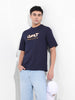 Men's Navy Boxy Oversized Graphic Back Printed Round Neck T-shirt