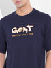 Men's Navy Boxy Oversized Graphic Back Printed Round Neck T-shirt