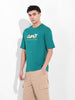 Men's Green Boxy Oversized Graphic Back Printed Round Neck T-shirt
