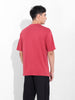 Men's Red Boxy Oversized Placement Print Round Neck T-shirt
