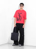 Men's Red Oversized Placement Print Round Neck T-shirt