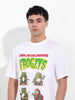 Men's White Boxy Oversized Graphic Back Printed Round Neck T-shirt