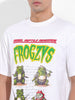 Men's White Boxy Oversized Graphic Back Printed Round Neck T-shirt