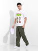 Men's White Boxy Oversized Graphic Back Printed Round Neck T-shirt
