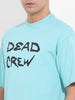 Men's Blue Boxy Oversized Graphic Back Printed Round Neck T-shirt