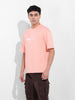 Men's Peach Boxy Oversized Graphic Back Printed Round Neck T-shirt