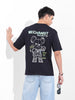 Men's Black Boxy Oversized Graphic Back Printed Round Neck T-shirt