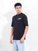 Men's Black Boxy Oversized Graphic Back Printed Round Neck T-shirt