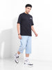 Men's Black Boxy Oversized Graphic Back Printed Round Neck T-shirt