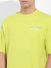 Men's Green Boxy Oversized Graphic Back Printed Round Neck T-shirt