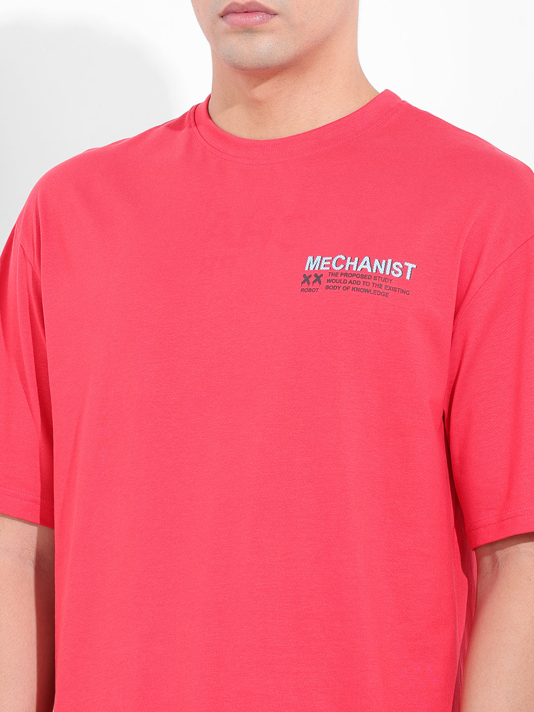 Men's red Boxy Oversized Graphic Back Printed Round Neck T-shirt