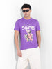 Men's Purple Slim Fit Placement Print Round Neck T-shirt