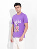 Men's Purple Slim Fit Placement Print Round Neck T-shirt