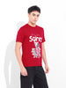 Men's Red Slim Fit Graphic Printed T-Shirt