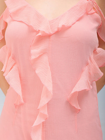 Shop Women's Solid A-Line Ruffle Dress Online.