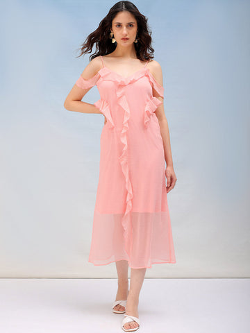Shop Women's Solid A-Line Ruffle Dress Online.