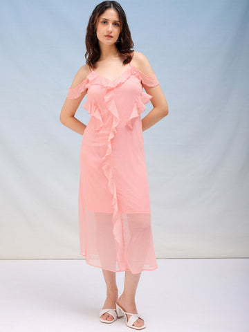 Shop Women's Solid A-Line Ruffle Dress Online.