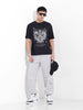 Men's Black Boxy Oversized Graphic Back Printed Round Neck T-shirt
