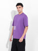 Men's Purple Boxy Oversized Graphic Back Printed Round Neck T-shirt