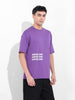 Men's Purple Boxy Oversized Graphic Back Printed Round Neck T-shirt
