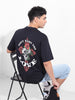 Men's Black Boxy Oversized Graphic Back Printed Round Neck T-shirt