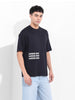Men's Black Boxy Oversized Graphic Back Printed Round Neck T-shirt