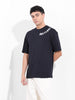 Men's Black Boxy Oversized Graphic Back Printed Round Neck T-shirt