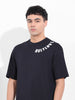Men's Black Boxy Oversized Graphic Back Printed Round Neck T-shirt