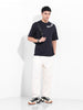 Men's Black Boxy Oversized Graphic Back Printed Round Neck T-shirt