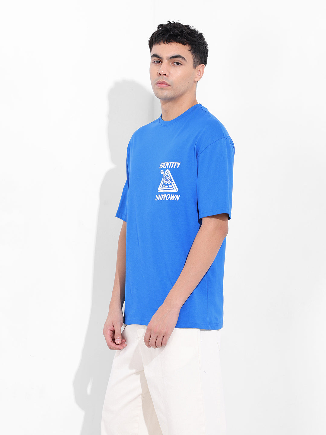 Men's Orange Boxy Oversized Graphic Back Printed Round Neck T-shirt