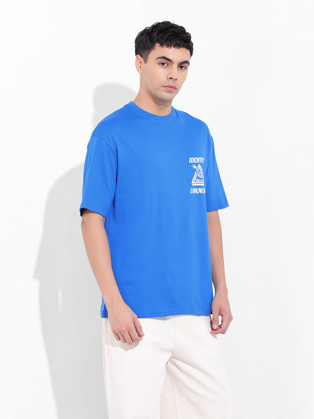 Men's Orange Boxy Oversized Graphic Back Printed Round Neck T-shirt