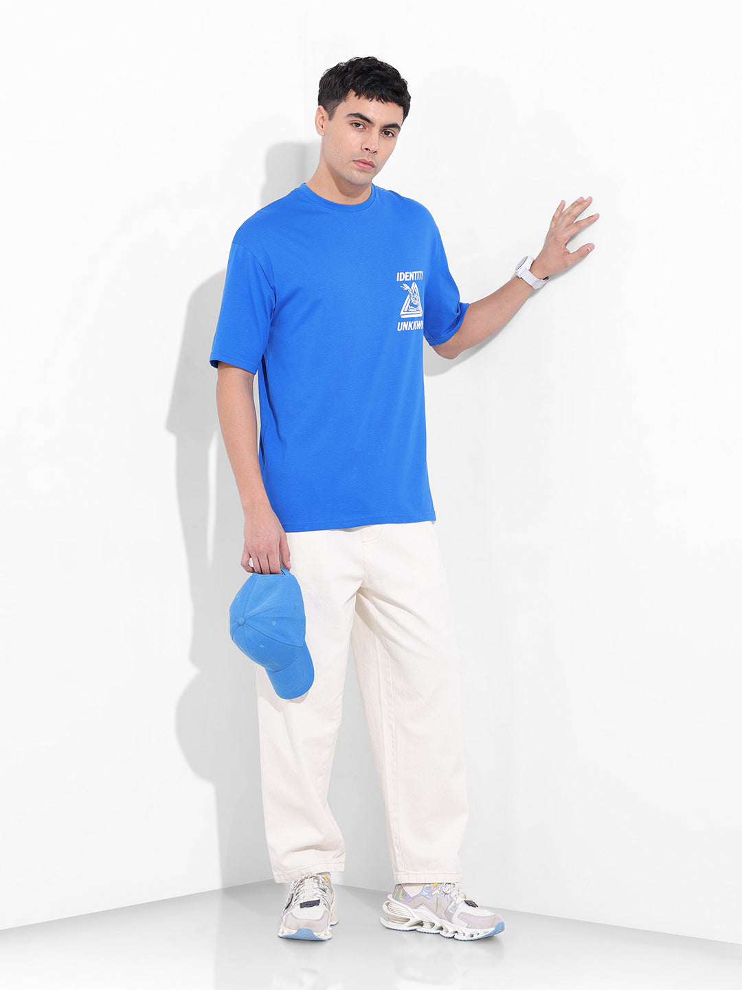 Men's Orange Boxy Oversized Graphic Back Printed Round Neck T-shirt