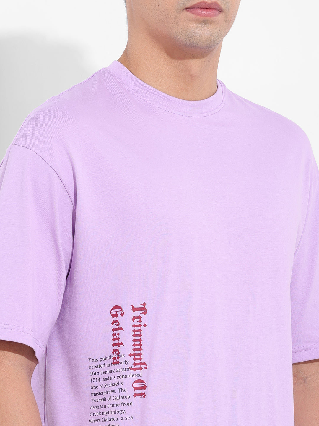 Men's Purple Boxy Oversized Graphic Back Printed Round Neck T-shirt