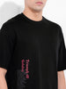 Men's Black Boxy Oversized Graphic Back Printed Round Neck T-shirt
