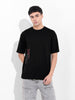 Men's Black Boxy Oversized Graphic Back Printed Round Neck T-shirt