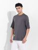 Men's Grey Oversized Graphic Back Printed Round Neck T-shirt