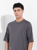 Men's Grey Oversized Graphic Back Printed Round Neck T-shirt