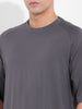 Men's Grey Oversized Graphic Back Printed Round Neck T-shirt