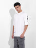 Men's White Oversized Graphic Back Printed Round Neck T-shirt