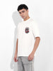 Men's White Boxy Oversized Graphic Back Printed Round Neck T-shirt