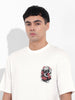 Men's White Boxy Oversized Graphic Back Printed Round Neck T-shirt