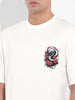 Men's White Boxy Oversized Graphic Back Printed Round Neck T-shirt