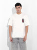 Men's White Boxy Oversized Graphic Back Printed Round Neck T-shirt