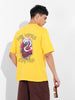 Men's Yellow Boxy Oversized Graphic Back Printed Round Neck T-shirt
