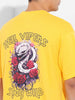 Men's Yellow Boxy Oversized Graphic Back Printed Round Neck T-shirt