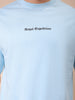 Men's Blue Boxy Oversized Graphic Back Printed Round Neck T-shirt