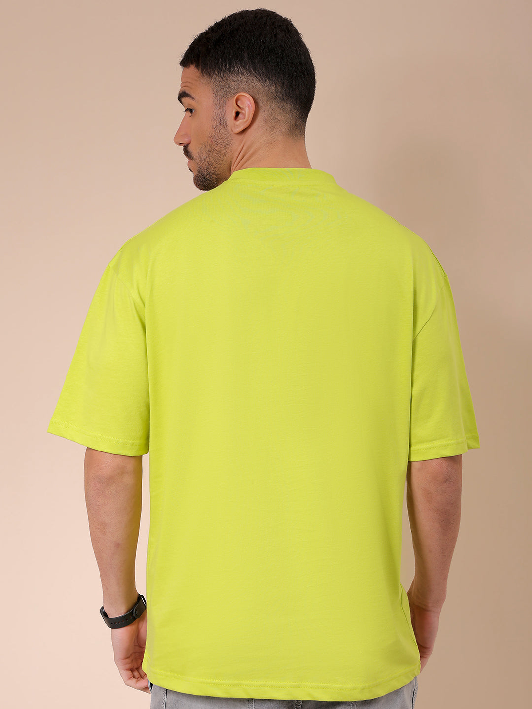 Men's Green Oversized Placement Printed T-Shirt